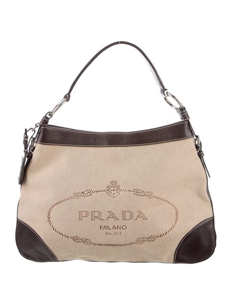 prada tan logo jacquard hobo bag|PRADA Jacquard Logo Hobo Corda Orzo .